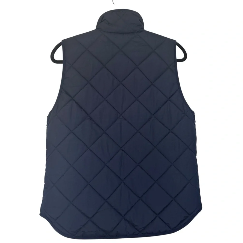 J. Crew Excursion Navy Blue Quilted Medium Puffer Vest with Gold Accents